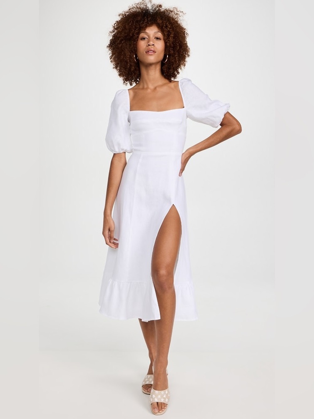 Reformation Belgium Linen Dress White Sz 12